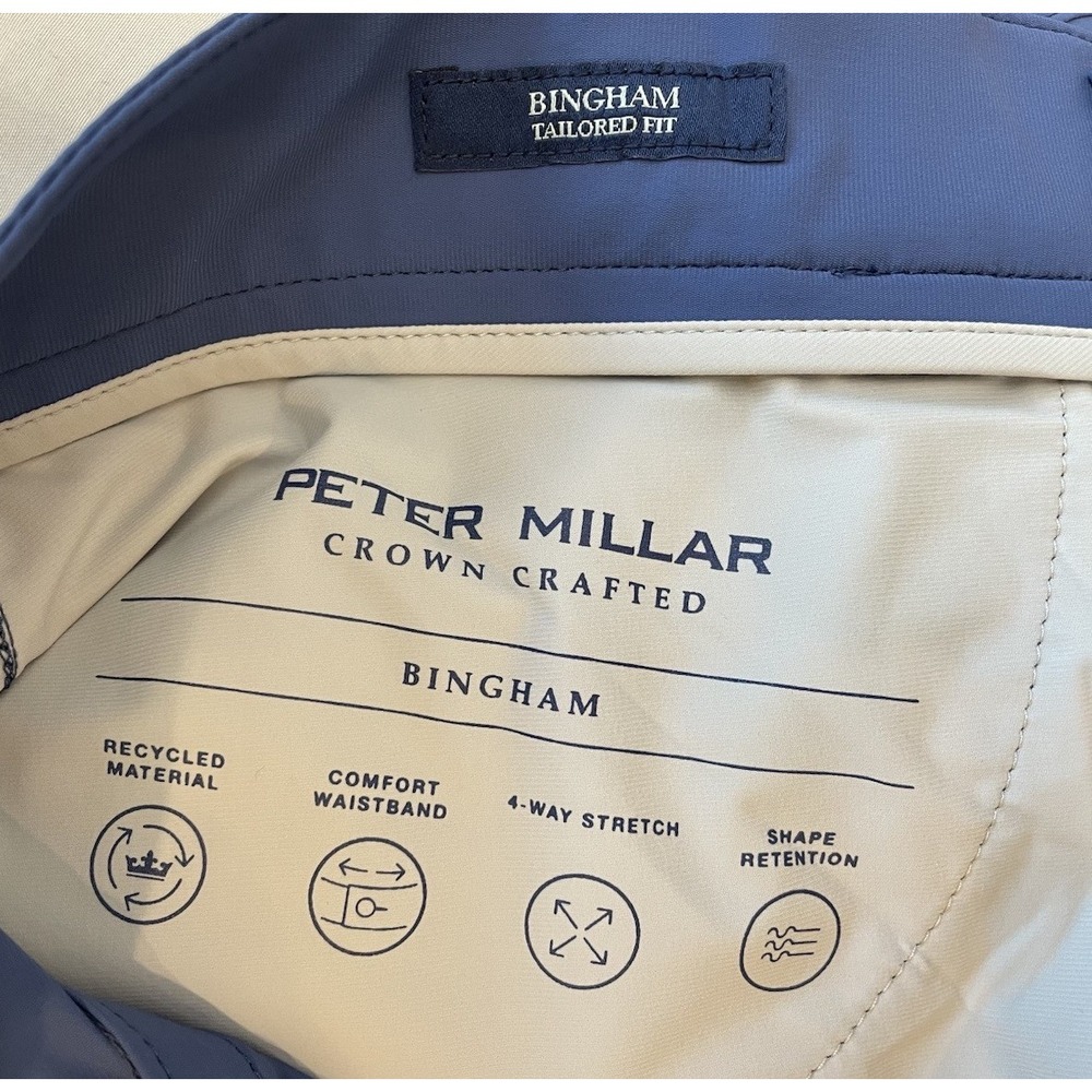 NEW Peter Millar Bingham Performance 5 Pocket Pants Mens 35x32 Ocean Blue Golf - Picture 5 of 10